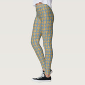 Geo-stap buitenshuis | Goud en blauw patroon Leggings (Links)