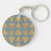 Geo-stap buitenshuis | Goud en blauw patroon Sleutelhanger (Achterkant)