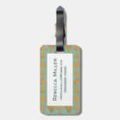 Geo-stap buitenshuis | Goud en Blauwgroen patroon Bagagelabel (Achterkant verticaal)