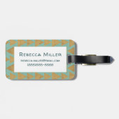 Geo-stap buitenshuis | Goud en Blauwgroen patroon Bagagelabel (Achterkant horizontaal)