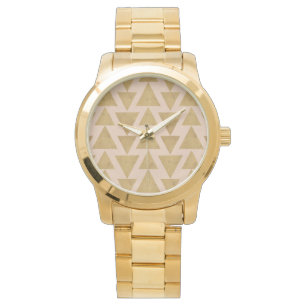 Geo-stap buitenshuis Goud en koraal geometrisch Horloge