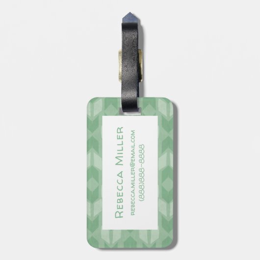Geo-stap buitenshuis | Groene pijlpatroon Bagagelabel (Achterkant verticaal)