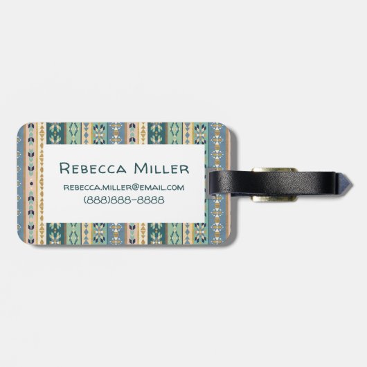 Geo-stap buitenshuis | Indiaas Patroon Bagagelabel (Achterkant horizontaal)