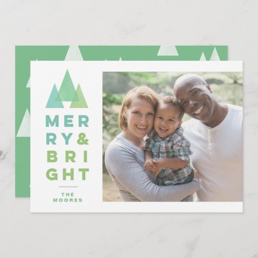 Geo Trees Modern Minimal Vakantie Kerstmis Feestdagenkaart (Voorkant / Achterkant)