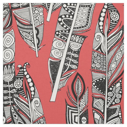 geo veren rood stof (Swatch)