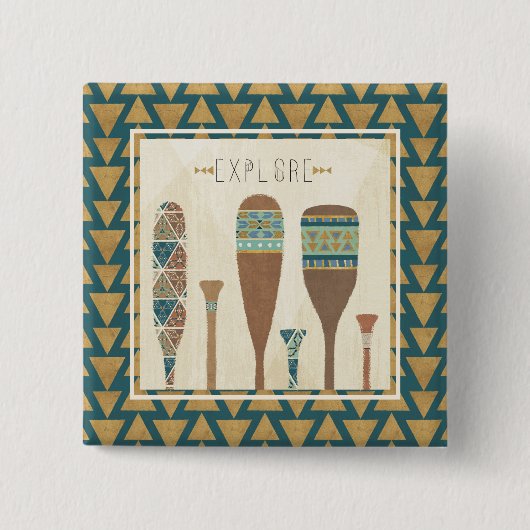 Geo VII buitenshuis | Onderzoek Vierkante Button 5,1 Cm (Voorkant)