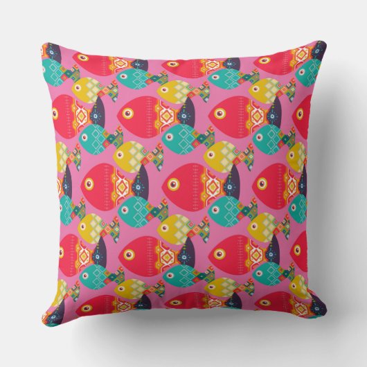 geo vis roze kussen (Achterkant)