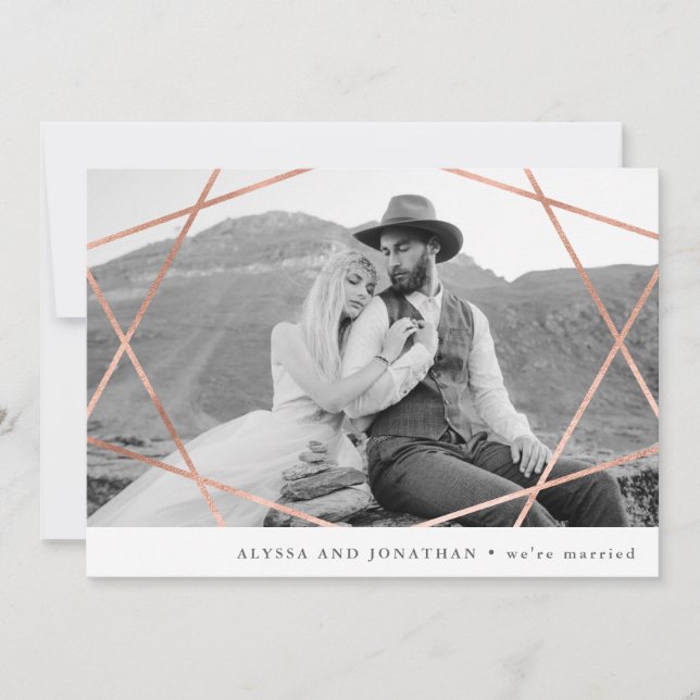 Geo Wedding | Faux Copper met foto's We zijn getro (Voorkant)