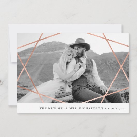 Geo Wedding | Faux Koper met Foto bedankt (Voorkant)