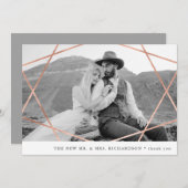 Geo Wedding | Faux Koper met Foto bedankt (Voorkant / Achterkant)