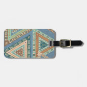 Geo X buiten | Blue Tribal Indian Pattern Bagagelabel (Voorkant horizontaal)