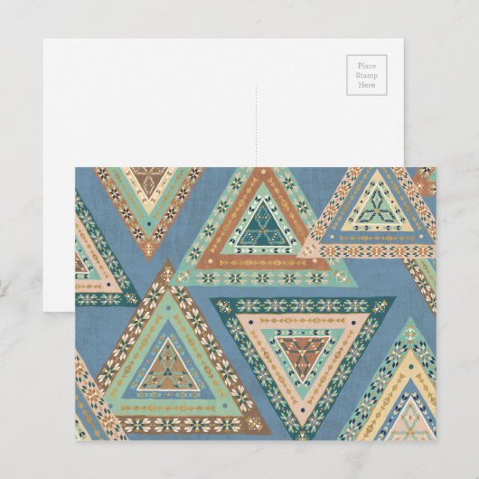 Geo X buiten | Blue Tribal Indian Pattern Briefkaart (Voorkant / Achterkant)