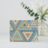Geo X buiten | Blue Tribal Indian Pattern Briefkaart (Staand voorkant)