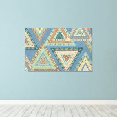Geo X buiten | Blue Tribal Indian Pattern Canvas Afdruk (Insitu (Houten vloer))