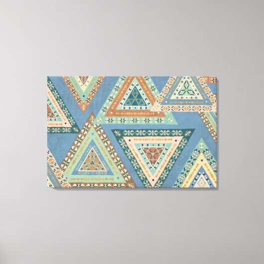 Geo X buiten | Blue Tribal Indian Pattern Canvas Afdruk (Voorkant)