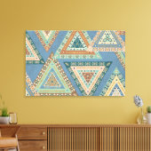 Geo X buiten | Blue Tribal Indian Pattern Canvas Afdruk (Insitu (Woonkamer))