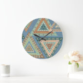 Geo X buiten | Blue Tribal Indian Pattern Grote Klok (Huis)