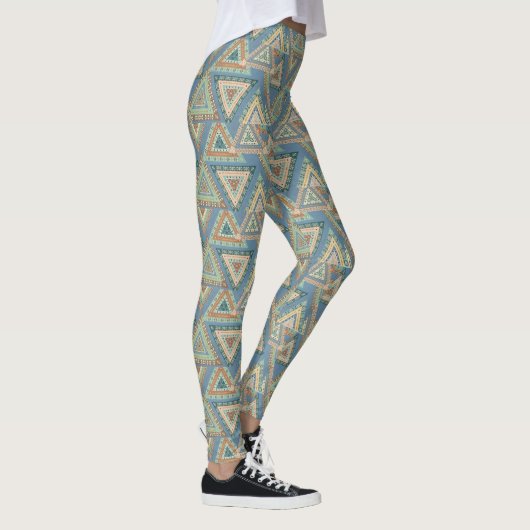 Geo X buiten | Blue Tribal Indian Pattern Leggings (Rechts)