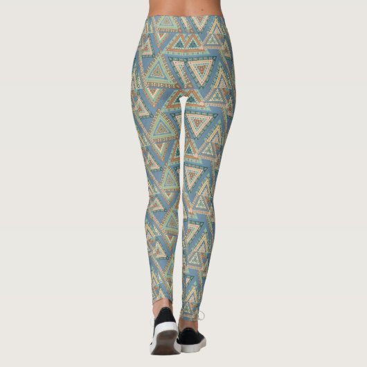Geo X buiten | Blue Tribal Indian Pattern Leggings (Achterkant)