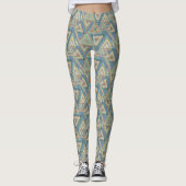Geo X buiten | Blue Tribal Indian Pattern Leggings (Voorkant)