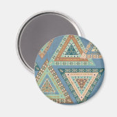 Geo X buiten | Blue Tribal Indian Pattern Magneet (Voorkant / Achterkant)