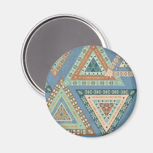 Geo X buiten | Blue Tribal Indian Pattern Magneet (Voorkant / Achterkant)