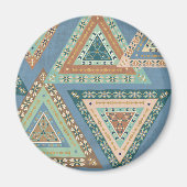 Geo X buiten | Blue Tribal Indian Pattern Magneet (Voorkant)