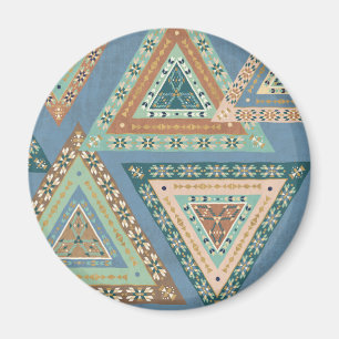 Geo X buiten   Blue Tribal Indian Pattern Magneet