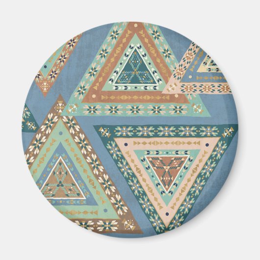 Geo X buiten | Blue Tribal Indian Pattern Magneet (Voorkant)