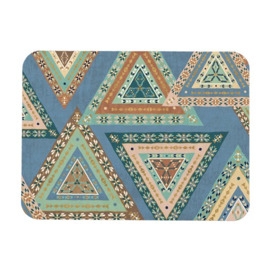 Geo X buiten | Blue Tribal Indian Pattern Magneet (Horizontaal)
