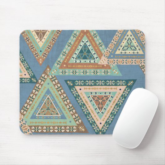Geo X buiten | Blue Tribal Indian Pattern Muismat (Met muis)