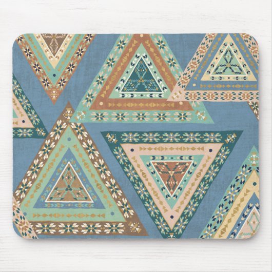 Geo X buiten | Blue Tribal Indian Pattern Muismat (Voorkant)