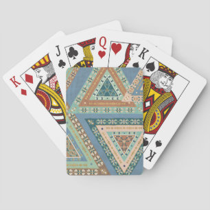 Geo X buiten   Blue Tribal Indian Pattern Pokerkaarten
