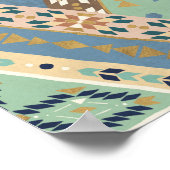 Geo X buiten | Blue Tribal Indian Pattern Poster (Hoek)