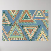 Geo X buiten | Blue Tribal Indian Pattern Poster (Voorkant)