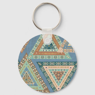 Geo X buiten   Blue Tribal Indian Pattern Sleutelhanger