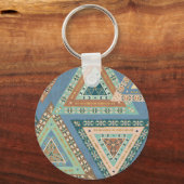 Geo X buiten | Blue Tribal Indian Pattern Sleutelhanger (Voorkant)