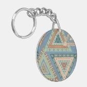 Geo X buiten | Blue Tribal Indian Pattern Sleutelhanger (Voorkant Links)