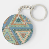 Geo X buiten | Blue Tribal Indian Pattern Sleutelhanger (Achterkant)
