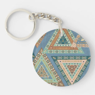 Geo X buiten   Blue Tribal Indian Pattern Sleutelhanger