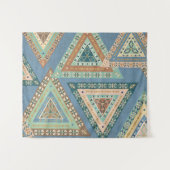 Geo X buiten | Blue Tribal Indian Pattern Wandkleed (Voorkant (horizontaal))