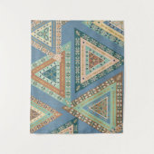 Geo X buiten | Blue Tribal Indian Pattern Wandkleed (Voorkant)
