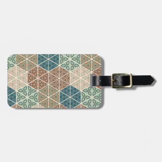 Geo XI | Blauw- en Groen tribaal patroon Bagagelabel (Voorkant horizontaal)