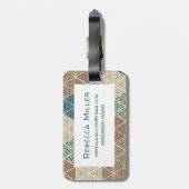 Geo XI | Blauw- en Groen tribaal patroon Bagagelabel (Achterkant verticaal)