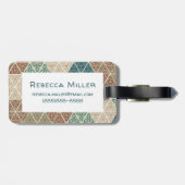 Geo XI | Blauw- en Groen tribaal patroon Bagagelabel (Achterkant horizontaal)