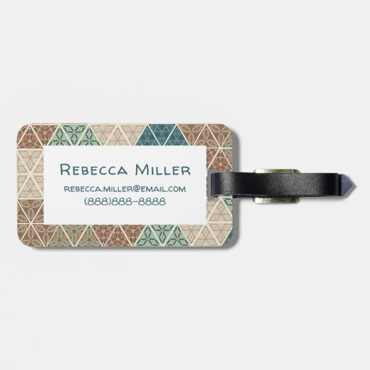 Geo XI | Blauw- en Groen tribaal patroon Bagagelabel (Achterkant horizontaal)
