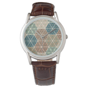Geo XI Blauw- en Groen tribaal patroon Horloge