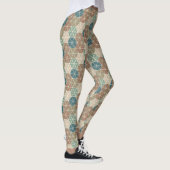 Geo XI | Blauw- en Groen tribaal patroon Leggings (Rechts)