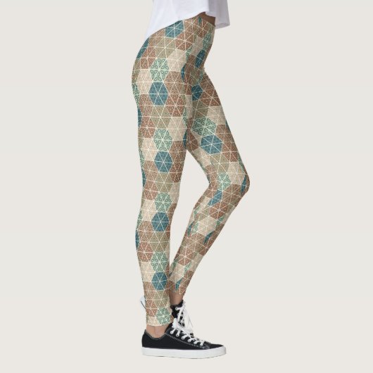 Geo XI | Blauw- en Groen tribaal patroon Leggings (Rechts)