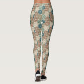 Geo XI | Blauw- en Groen tribaal patroon Leggings (Achterkant)